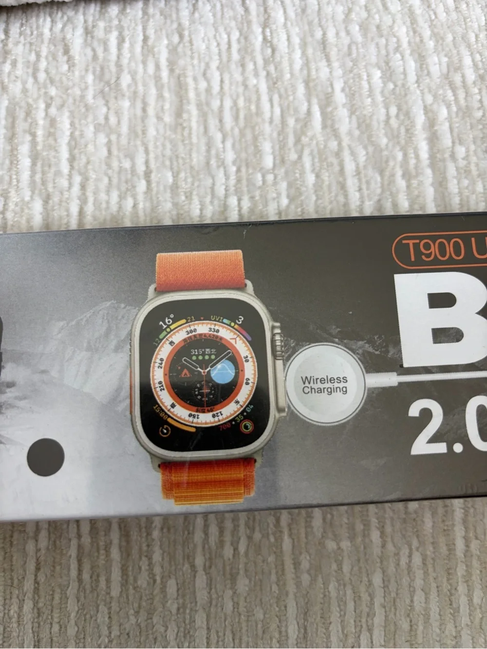 T900 Ultra Smart Watch 2.09in, 49mm Silver, Orange Silicone, Wireless smartwatch